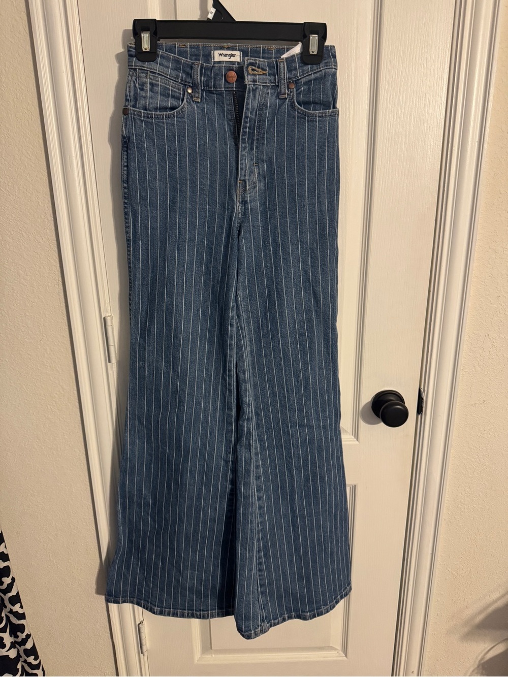 Wrangler Blue Pinstripe Wide-Leg Jeans